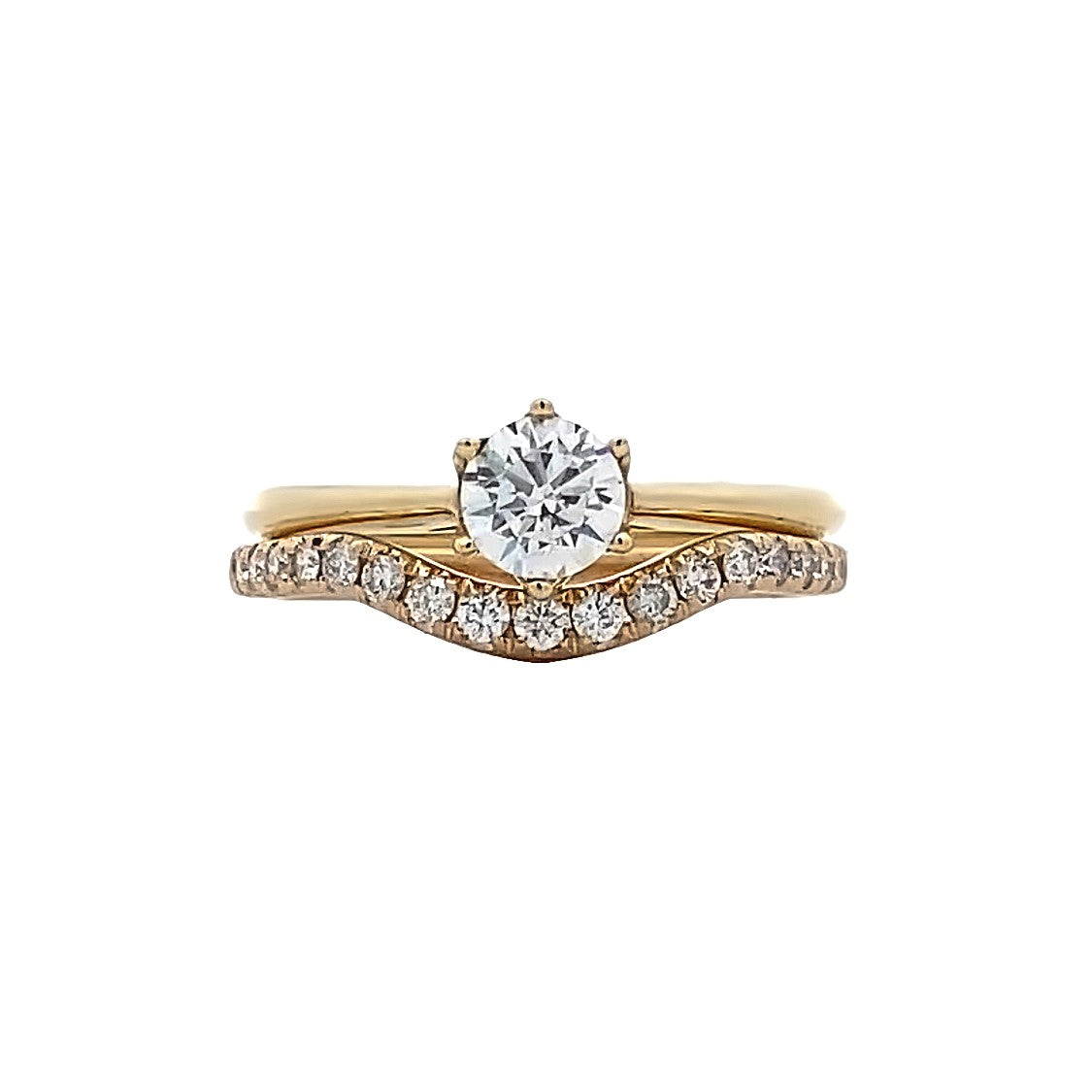 Curved Diamond Wedding/Anniversary Bank in Yellow Gold by B&C