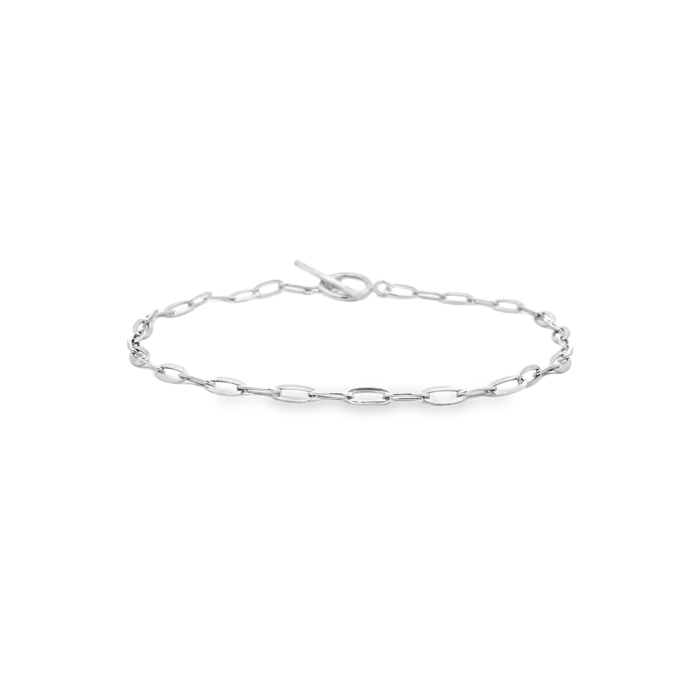 Flattened Paperclip Bracelet in Silver