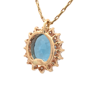 Estate Yellow Gold Blue Topaz Pendant