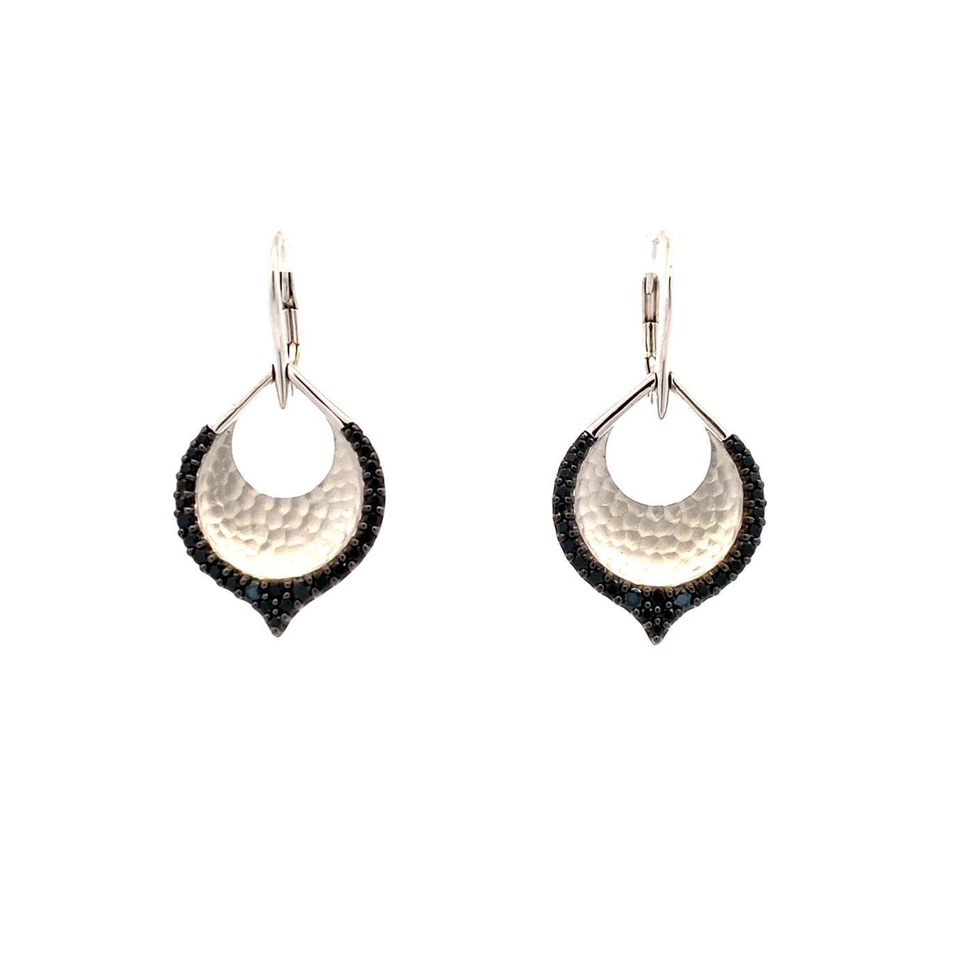 Estate Black Spinel Drop Earrings in SIlver by Gabriel NY