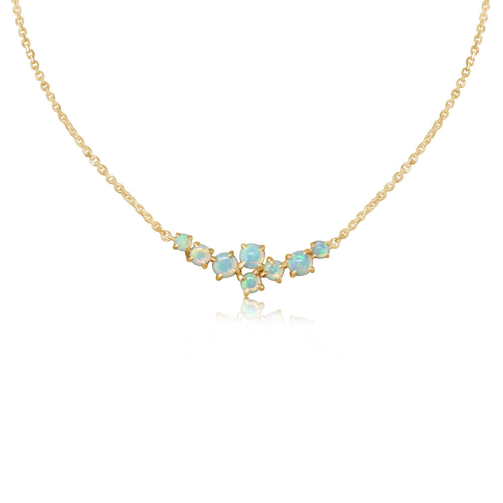 Parle Yellow Gold Opal Scatter Bar Necklaces NCO137N1XCI