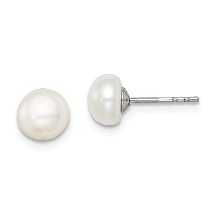Silver Stud Pearl Earrings QE7691