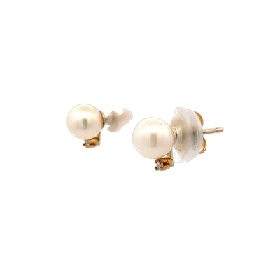 BCJ Estate Jewelry Yellow Gold Pearl Studs