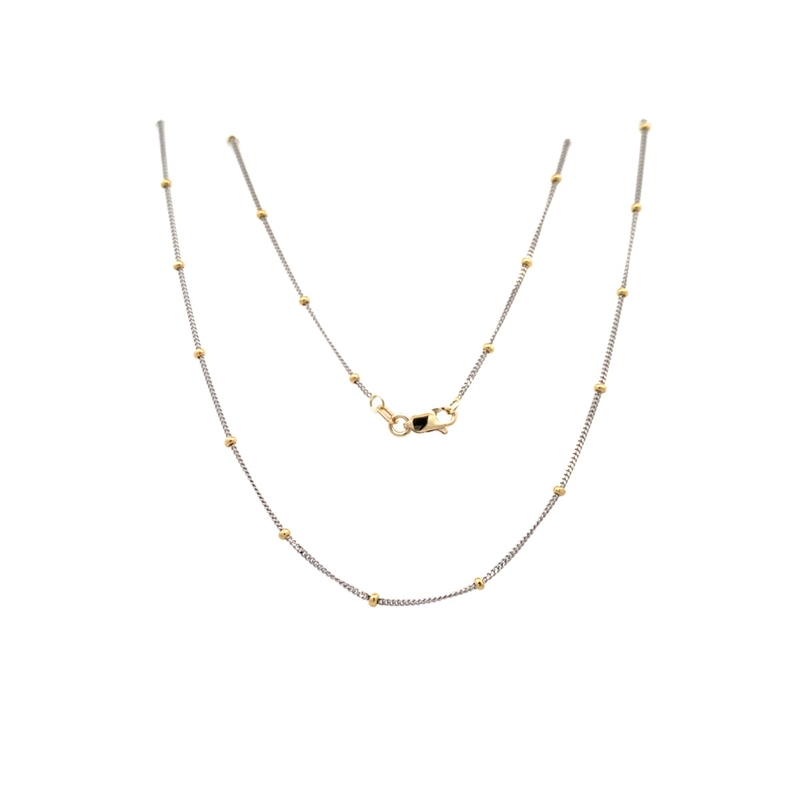 Bead Station Necklace in Two-Tone Gold