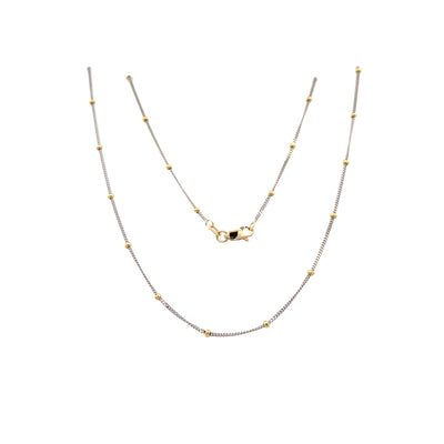 Bead Station Necklace in Two-Tone Gold