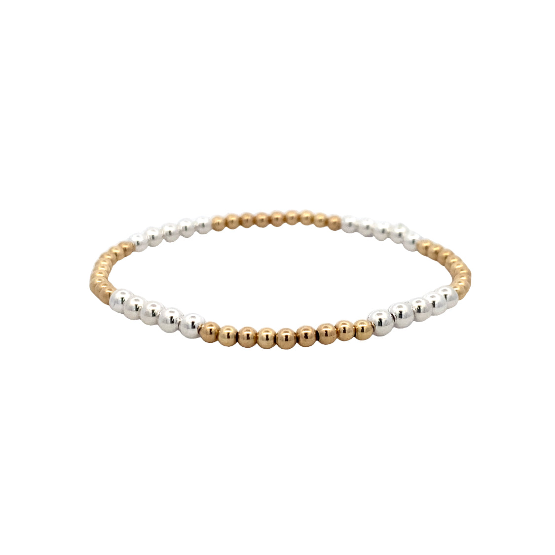 3mm Stretch Beaded Bracelet with 4mm Beads in Two-Tone Gold by Karen Lazar