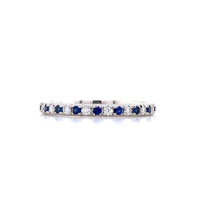 1/4 Carat Sapphire and Diamond Band in White Gold by B&C