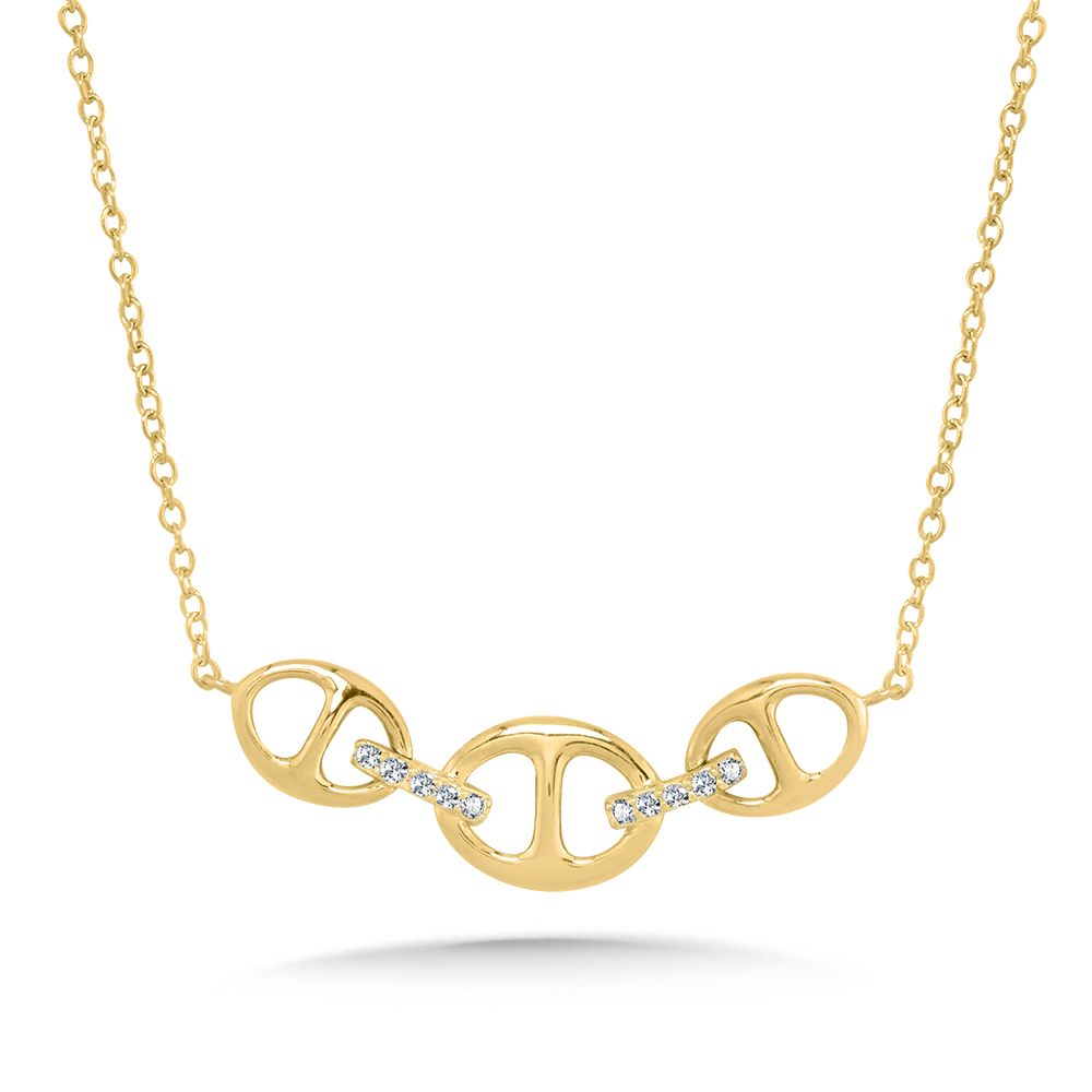 Yellow Gold Diamond Fancy Link Section Necklace