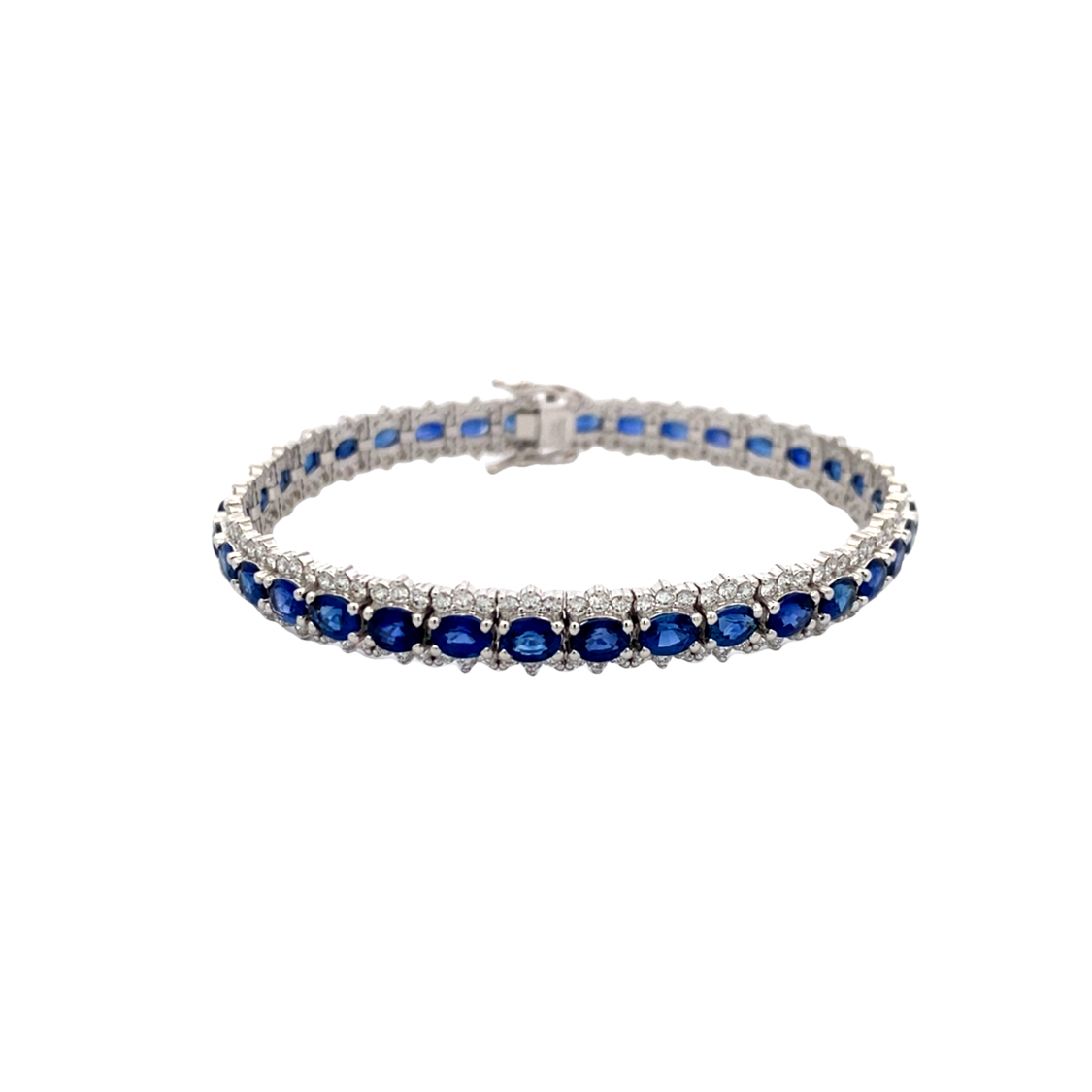 Simon G Jewelry  White Gold Sapphire & Diamond Tennis Braceelt