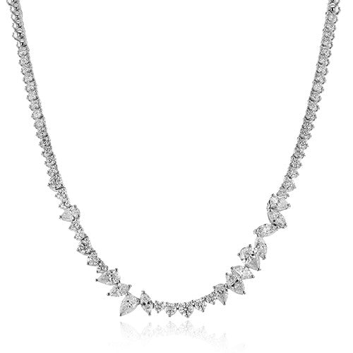 Multi Shape Diamond Necklace in White Gold by Simon G