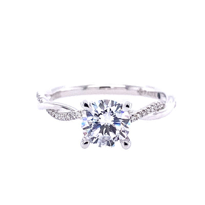 FANA 14 KT White Gold Twist Round Diamond Engagement Ring S3901/WG