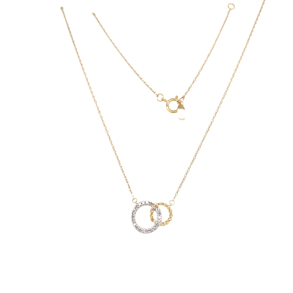 Double Circle Diamond Necklace in Yellow Gold