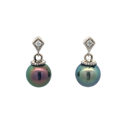 Beeghly & Co. White Gold Drop Pearl Earrings