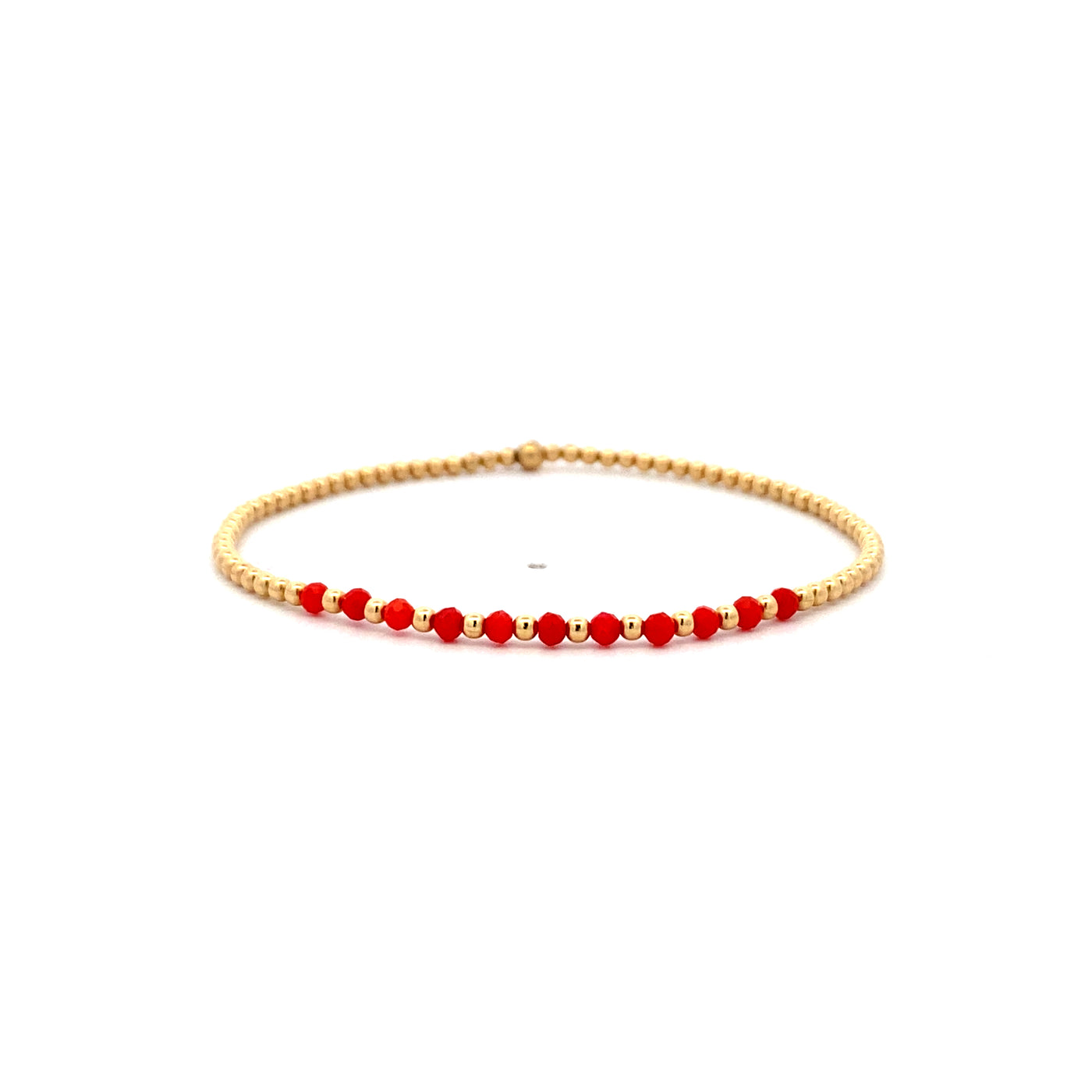 2mm Coral and Beaded Bracelet in Yellow GOld by Karen Lazar