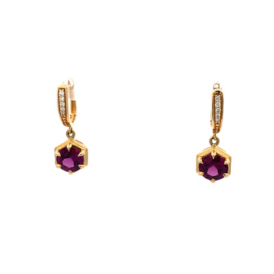 Beeghly & Co. Yellow Gold Fancy Plum Garnet Gemstone Earrings SS2000573