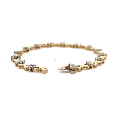 Estate Diamond Link Bracelet in Yellow Gold