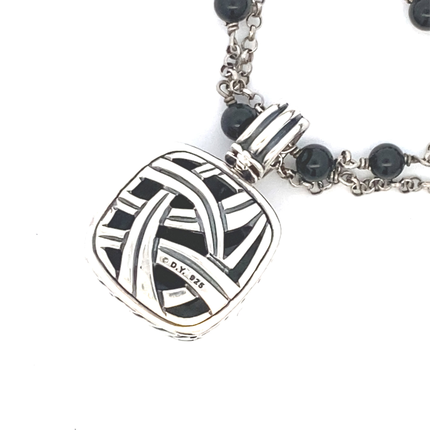 Estate David Yurman Multi Strand Onyx Beaded Necklace in Silver