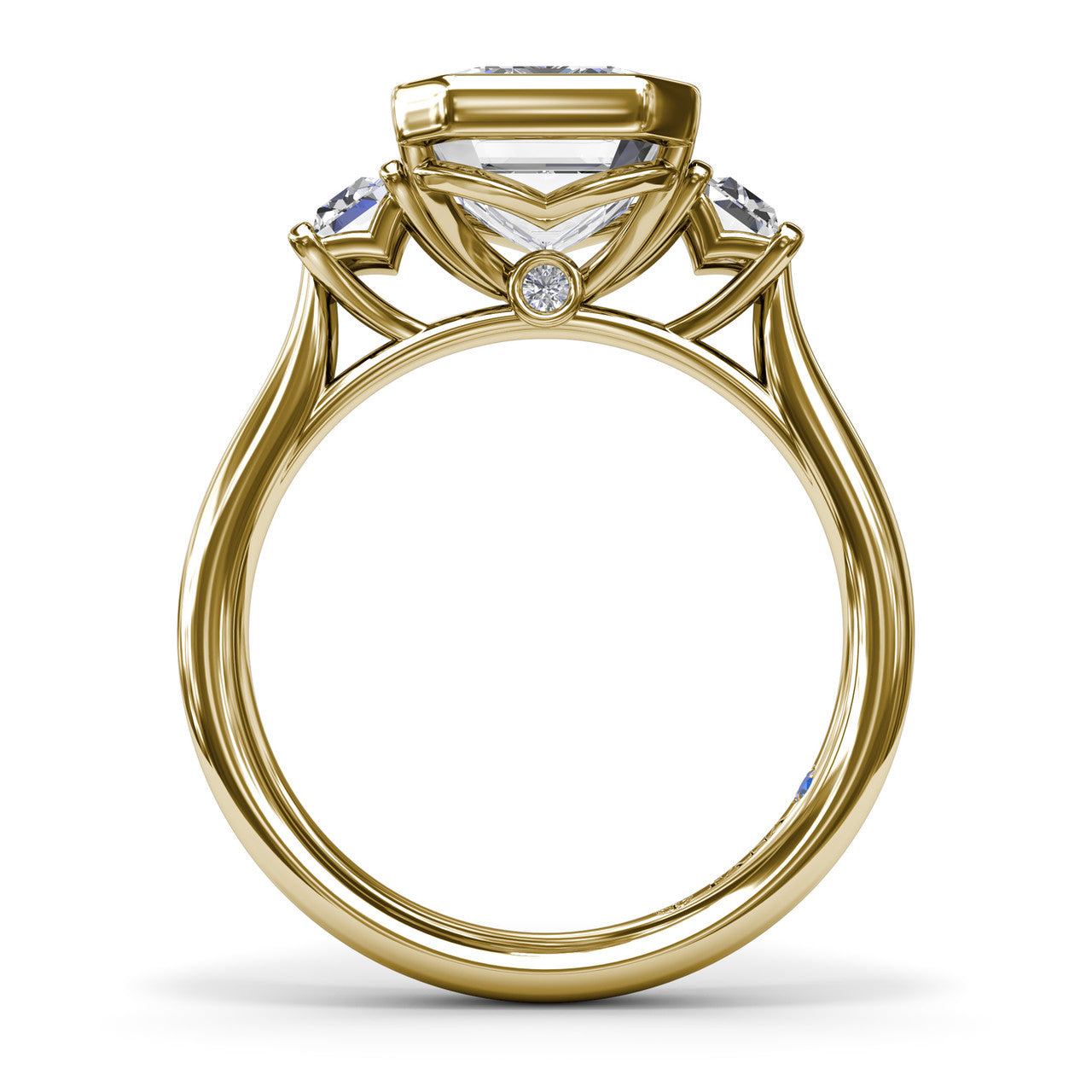 FANA Yellow Gold Emerald Cut Diamond Engagement Ring S4233/YG