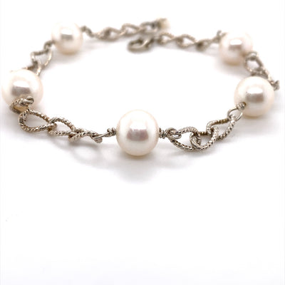 Child's Pearl Station Bracelet in Silver by B&C