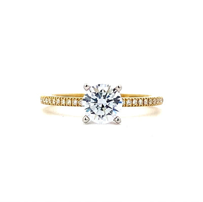 Simon G Jewelry Two-Tone Side Stones Round Shape Engagement Ring PR108