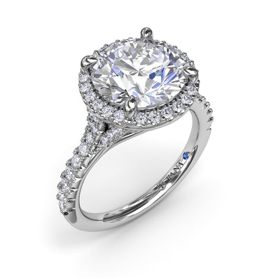 FANA 14KT White Gold Halo Diamond Engagement Ring S4185/WG