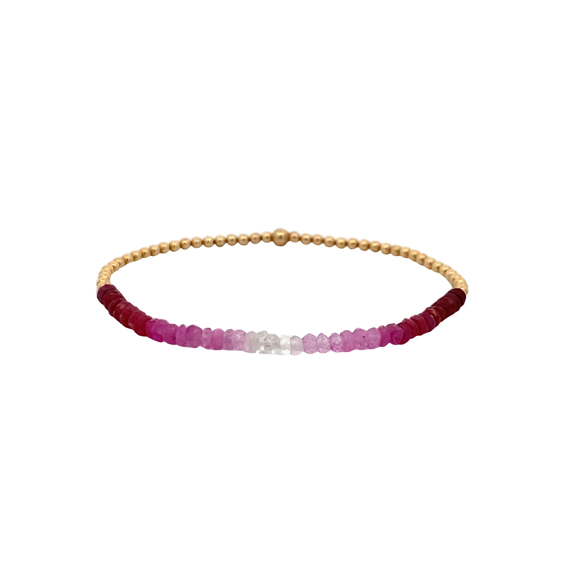 2mm Ruby Ombre Stretch Bracelet in Yellow Gold  by Karen Lazar