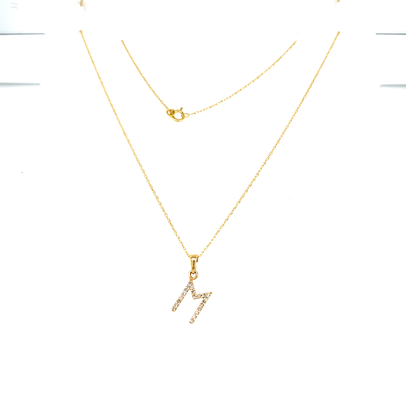 Diamond Initial "M" Pendant in Yellow Gold