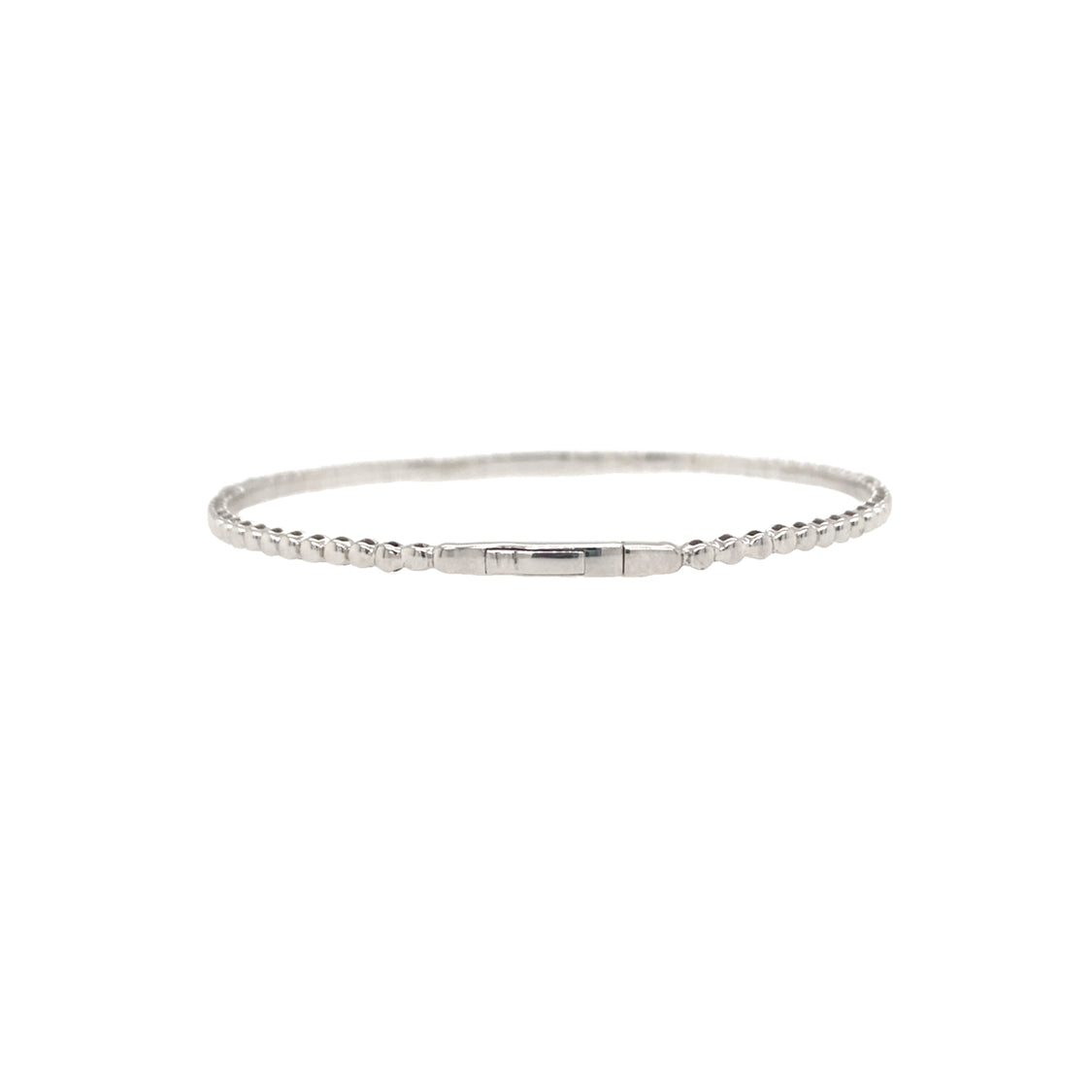 Blue Sapphire and Diamond Bangle in White Gold