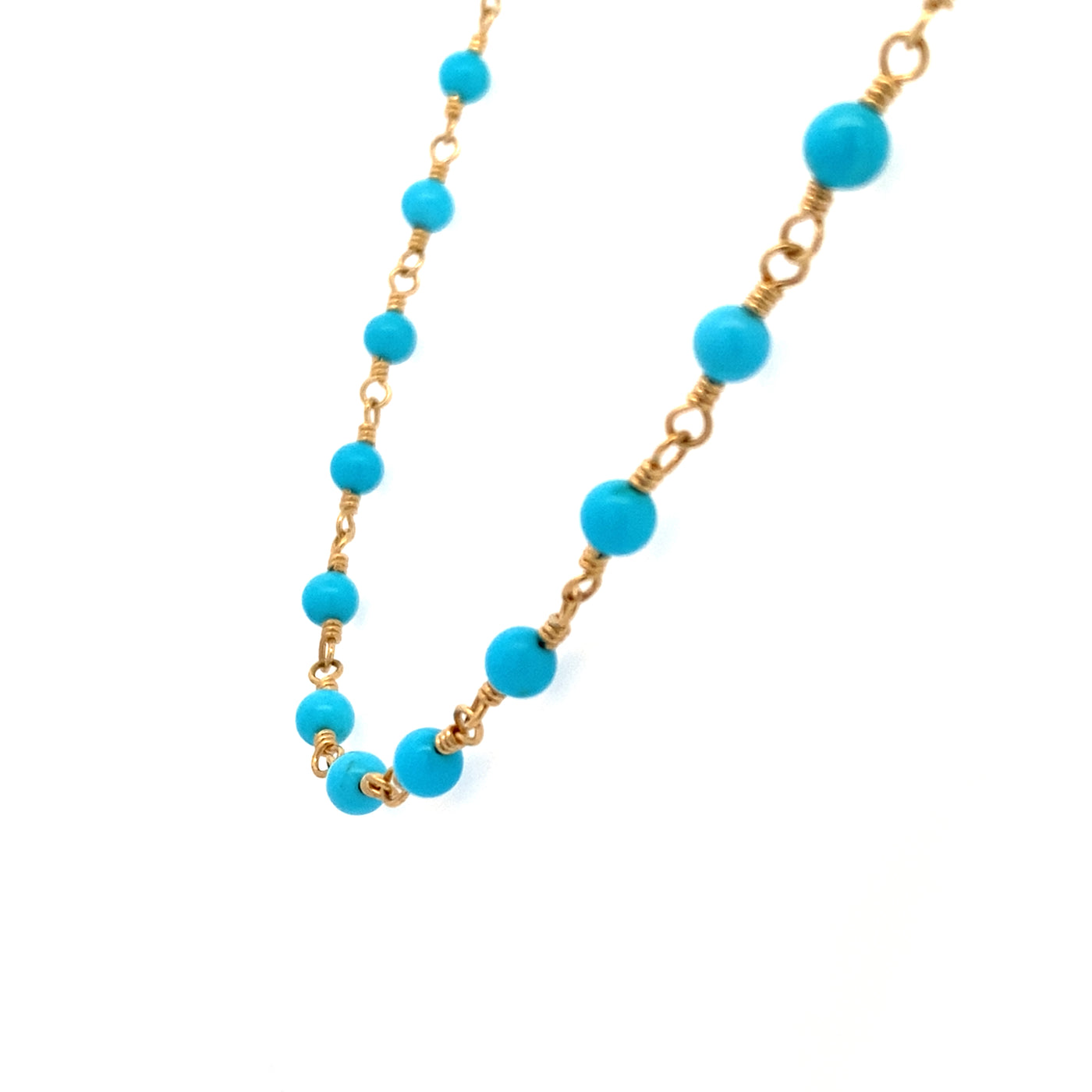 Estate Turquoise Bead Necklace in Yellow Gold by Tiffany & Co.