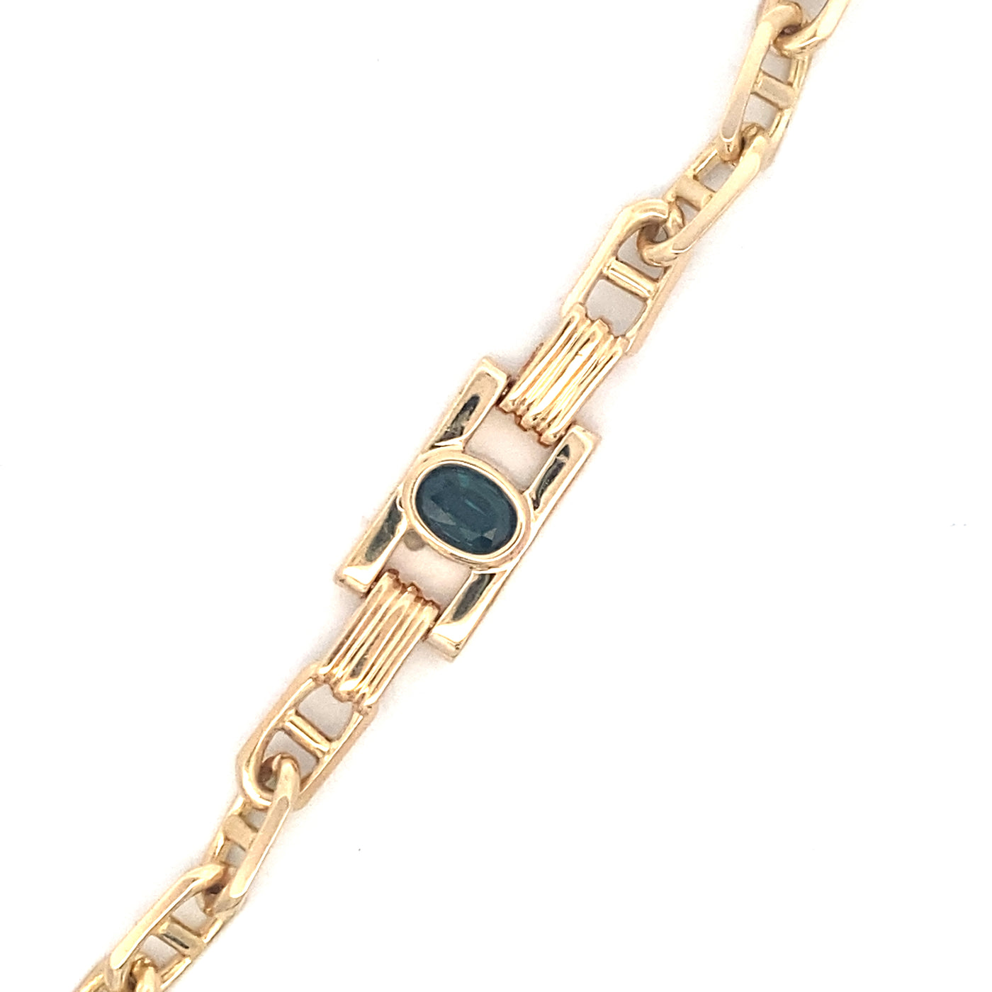 Estate Sapphire Fancy Link Bracelet in Yellow Gold