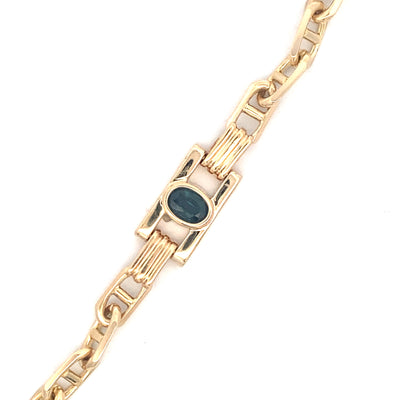 Estate Sapphire Fancy Link Bracelet in Yellow Gold