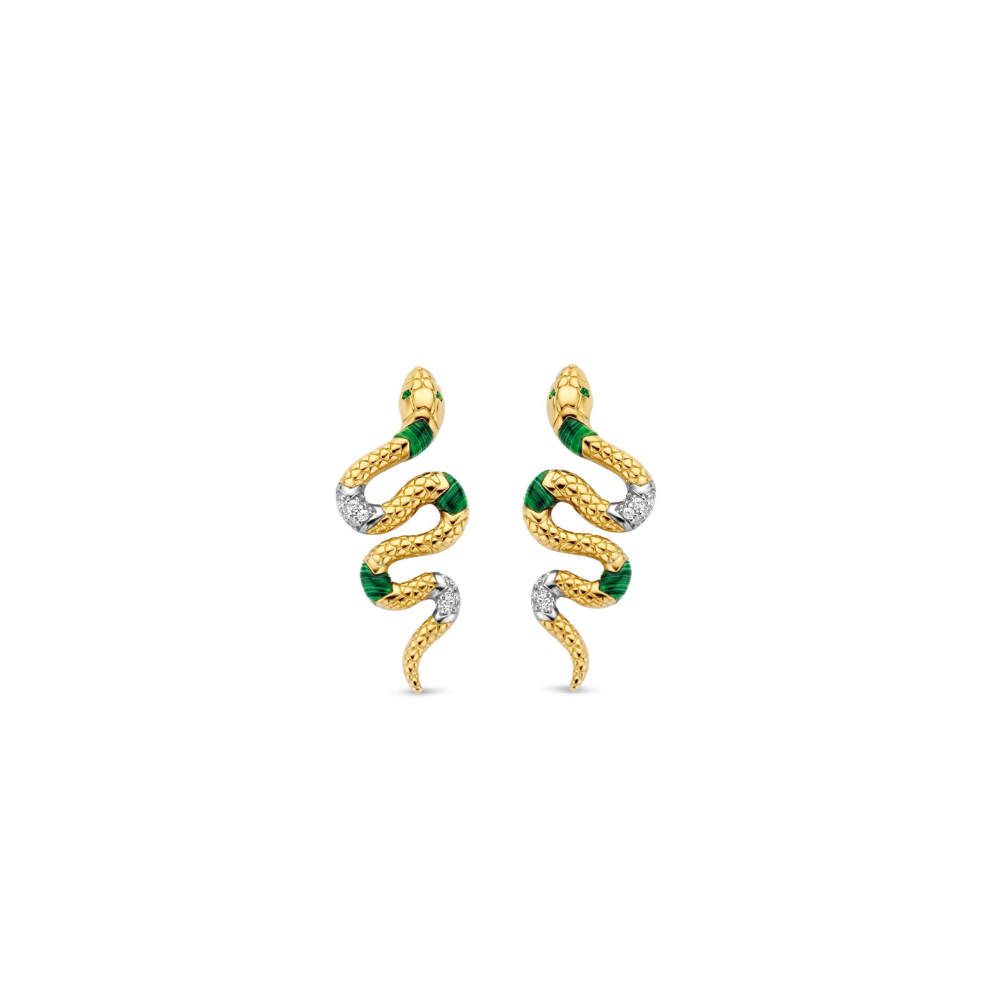 Ti Sento Milano Yellow Gold Snake Earrings 7827EM