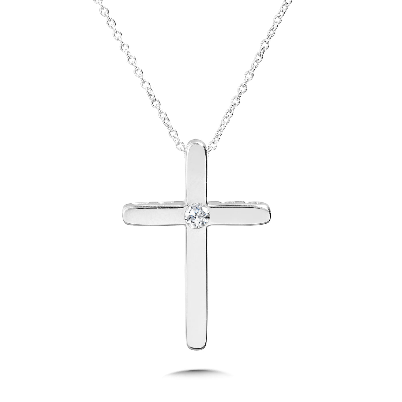 Sterling Silver Religious Diamond Cross  Pendants PSD016-w