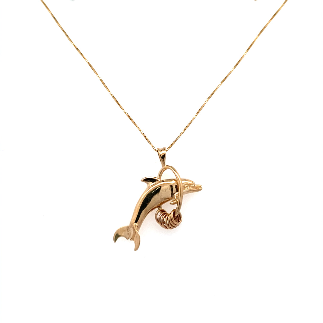 Estate 14 Karat Yellow Gold Dolphin Pendant – Beeghly & Co.