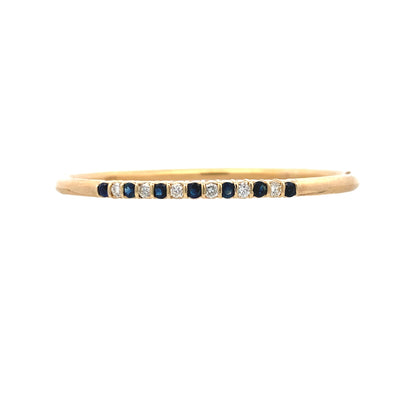 BCJ Estate Jewelry Yellow Gold Diamond & Sapphire Bangle