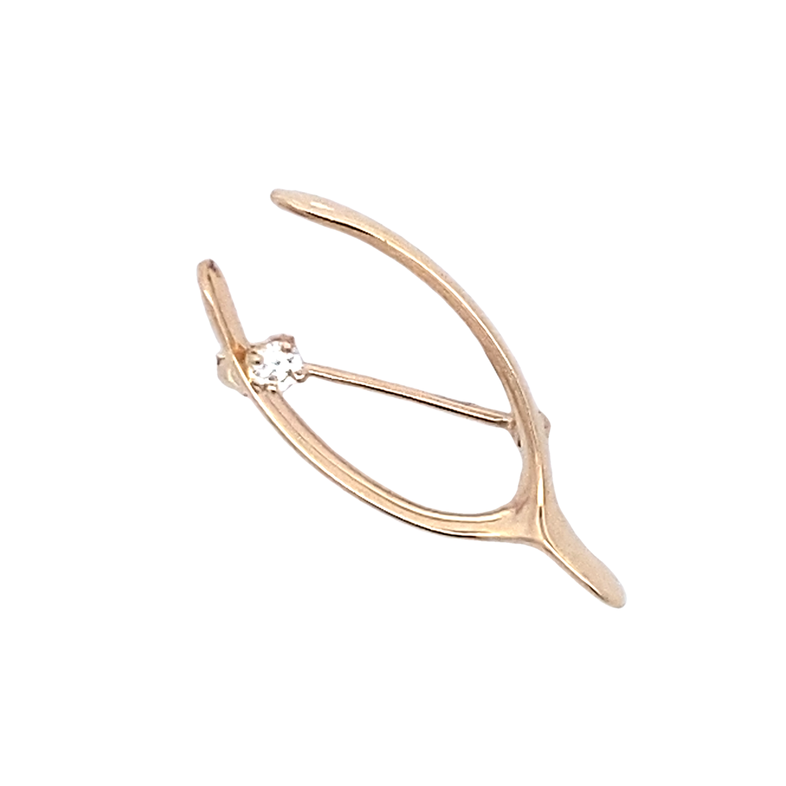 BCJ Estate Jewelry Yellow Gold and Diamond wishbone Pin