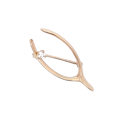 BCJ Estate Jewelry Yellow Gold and Diamond wishbone Pin