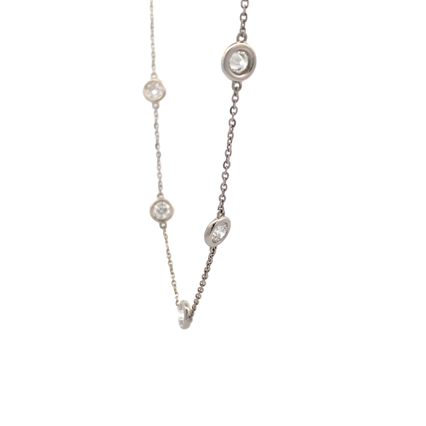 LAB-Created 3.0ctw Diamond Station Necklace in White Gold