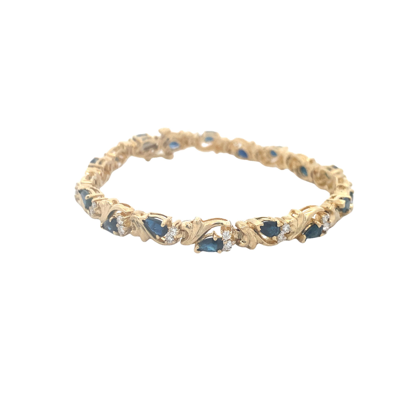 Estate Sapphire and Diamond Bracelet in Yellow Gold