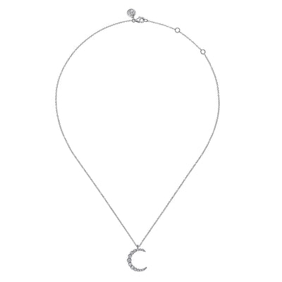 Gabriel & Co. White Gold Diamond Crescent Moon Pendant