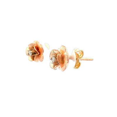 BCJ Estate Jewelry Two-Tone Diamond Rose Studs