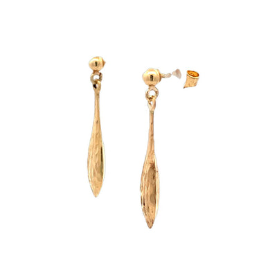 Estate Diamond Cut Drop Earrings in Yellow Gold