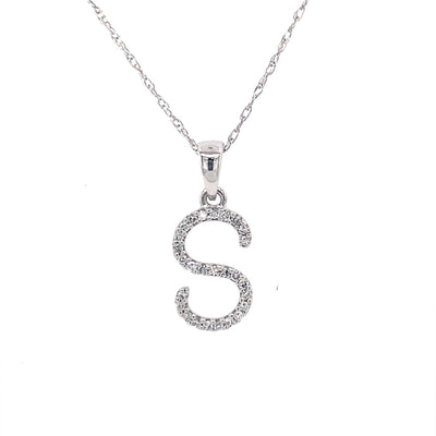 Yellow Gold Initial "S" Diamond Pendant