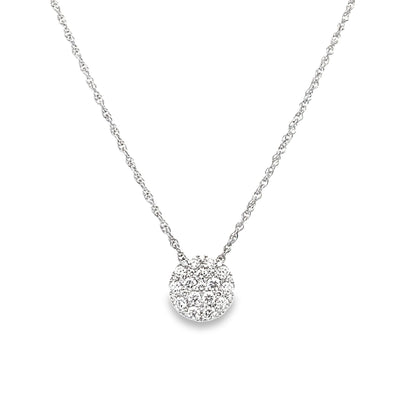 Diamond Cluster Pendant in White Gold by Allison Kaufman Co.