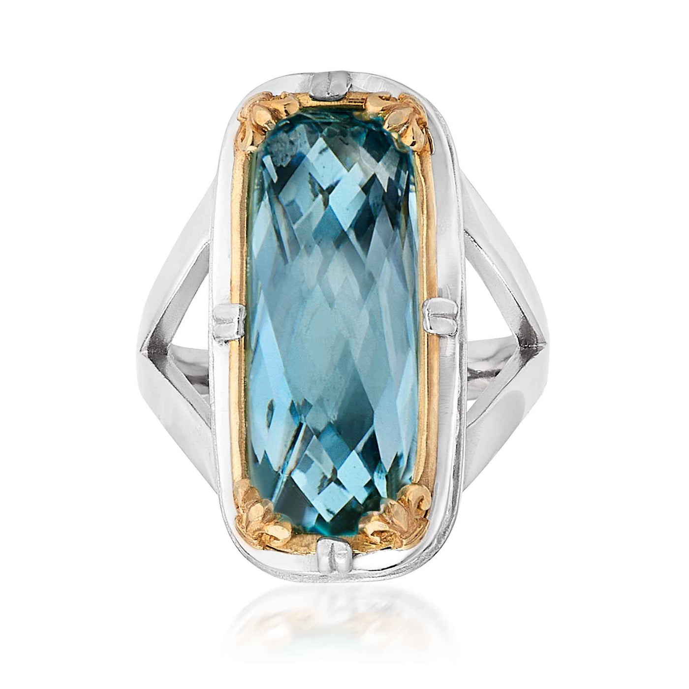 Vintage Inspired Topaz RIng in Two-Tone Gold by Anatoli