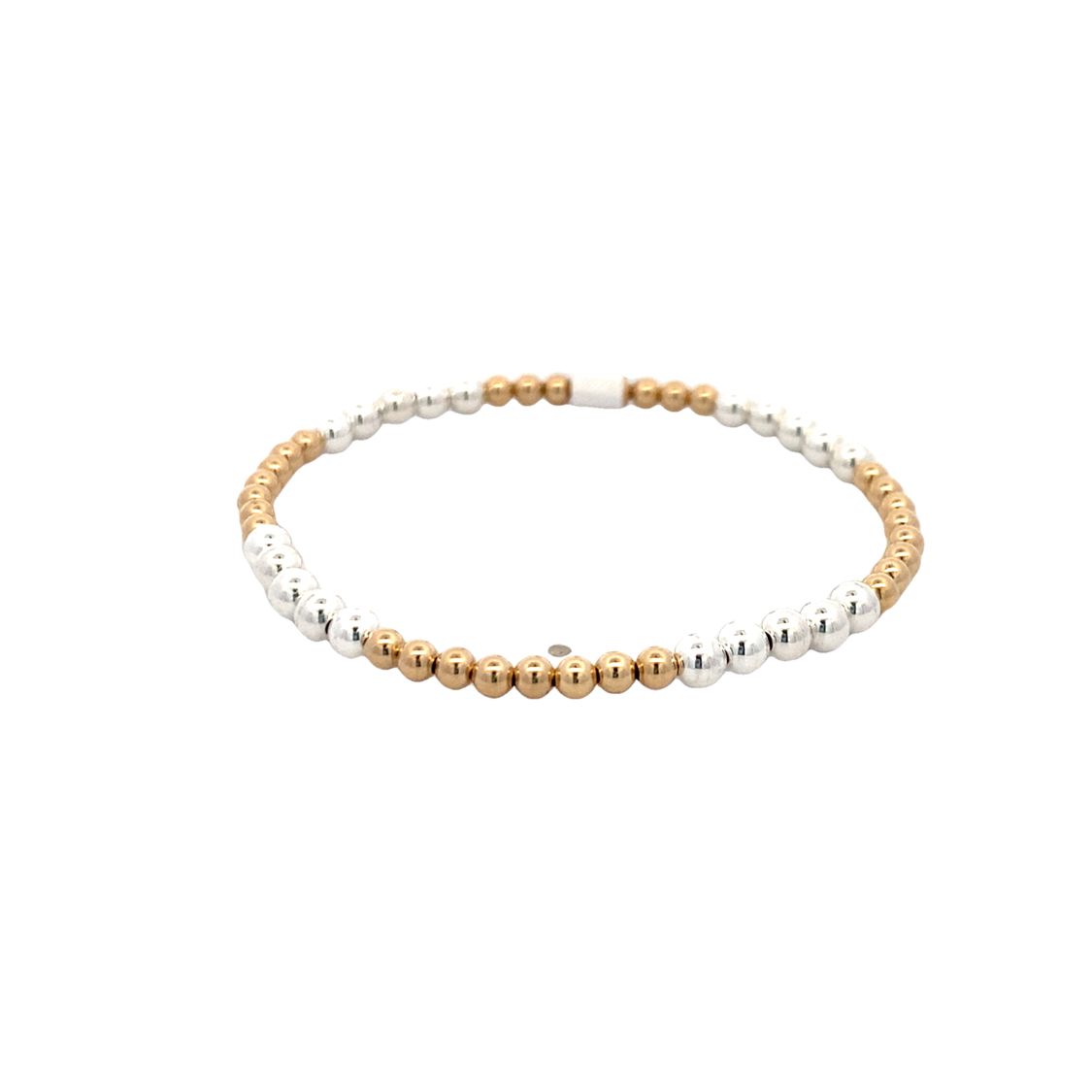 3mm Stretch Beaded Bracelet with 4mm Beads in Two-Tone Gold by Karen Lazar