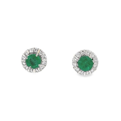 Estate Emerald Studs in White Gold