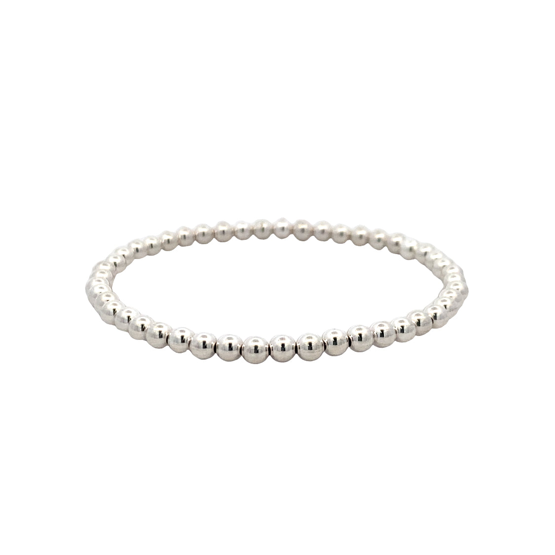 4mm Stretch Beaded Bracelet in Silver by Karen Lazar