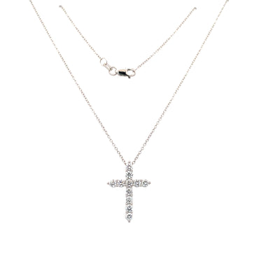 White Gold Lab Grown DIamond Cross Pendant