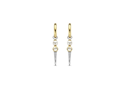 Pearl Drop Earrings in Two-Tone GOld by Ti Sento Milano